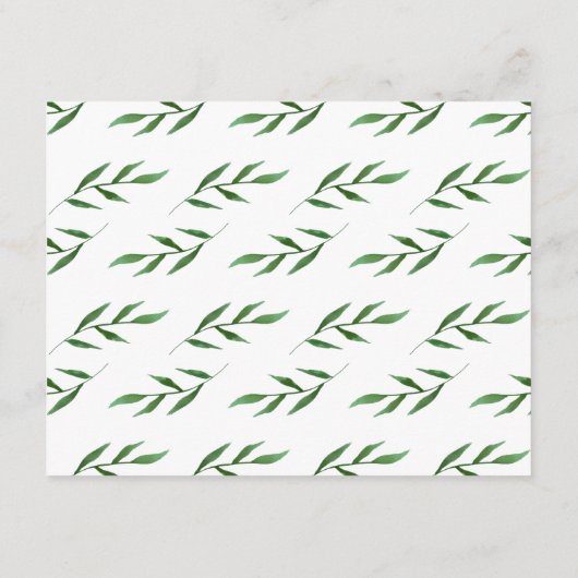 Carte D'accompagnement Elégante aquarelle Feuille luxuriante Réception de (Dos)