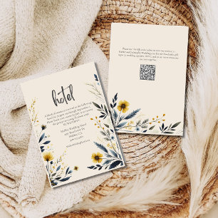 Carte D'accompagnement Elégante aquarelle Fleur sauvage Mariage Hôtel Bei