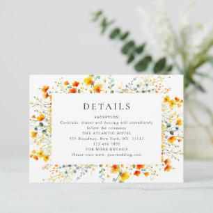 Carte D'accompagnement Elégante aquarelle Fleurs sauvages Détails du Mari