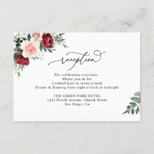 Carte D'accompagnement Elégante aquarelle Floral Mariage Réception