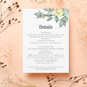 Carte D'accompagnement Elégante aquarelle jaune roses détails mariages