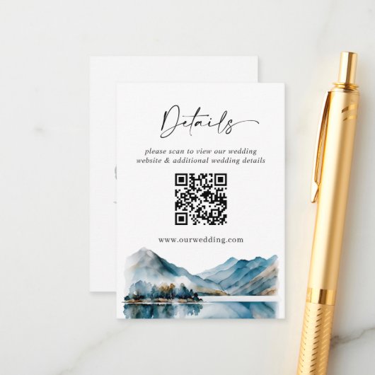 Carte D'accompagnement Elégante aquarelle Mountain Détails de la forêt (Devant/Arrière en situation)