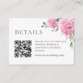 Carte D'accompagnement Elégante aquarelle rose Hydrangea Détails du Maria (Devant)