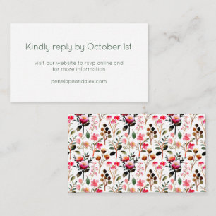 Carte D'accompagnement Elégante aquarelle rose verdure Mariage RSVP