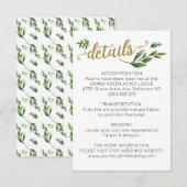 Carte D'accompagnement Elégante aquarelle verdure Détails Mariage (Devant / Derrière)