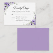 Carte D'accompagnement élégante aquarelle violet fleuri mariage rsvp (Devant / Derrière)