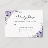 Carte D'accompagnement élégante aquarelle violet fleuri mariage rsvp (Devant)