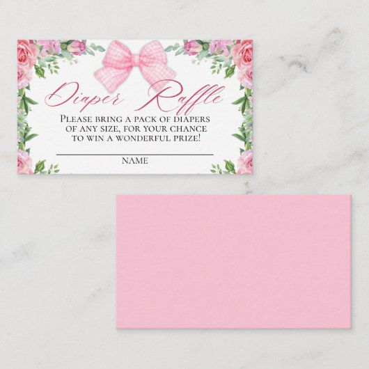 Carte D'accompagnement Élégante béquille rose et Rose barrette Raffle (Devant / Derrière)