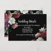 Carte D'accompagnement Elégante Bourgogne et Fleurs roses (Devant / Derrière)