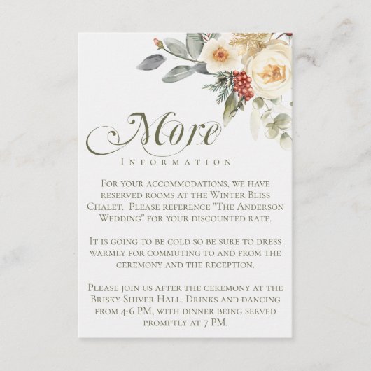 Carte D'accompagnement Élégante calligraphie de script d'hiver Mariage fl (Devant)