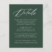 Carte D'accompagnement Élégante calligraphie Forest Green Détails du Mari (Devant)