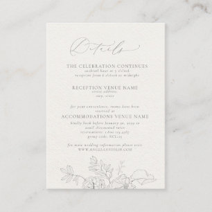 Carte D'accompagnement Élégante calligraphie gris floral Détails