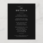 Carte D'accompagnement Élégante calligraphie noir & blanc Détails du Mari (Devant)