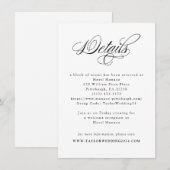 Carte D'accompagnement Élégante calligraphie noir blanc Détails du Mariag (Devant / Derrière)