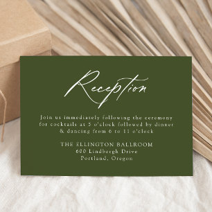 Carte D'accompagnement Élégante Calligraphie Olive Green Mariage Réceptio