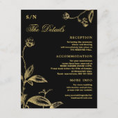 Carte D'accompagnement Elégante calligraphie or noir détails mariage (Devant)