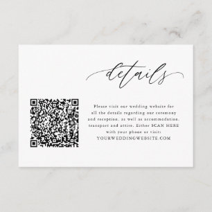 Carte D'accompagnement Élégante calligraphie QR Code Mariage Détails Cart