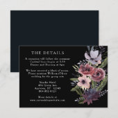 Carte D'accompagnement Elégante Cascade florale foncée Noir Bourgogne Enc (Devant / Derrière)