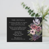 Carte D'accompagnement Elégante Cascade florale foncée Noir Bourgogne Enc (Debout devant)