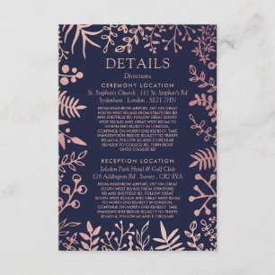 Carte D'accompagnement Elégante collection de Mariages floraux Roses et m