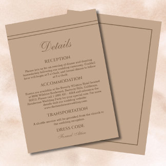 Carte D'accompagnement Elégante Crème Moderne Taupe Détails Mariage