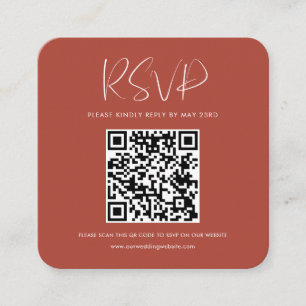 Carte D'accompagnement Élégante et moderne Terracotta QR code réponse RSV