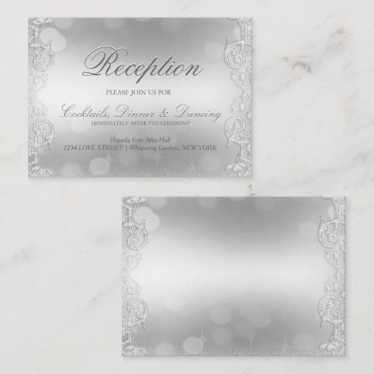 Carte D'accompagnement Élégante Faux Argent (Devant / Derrière)