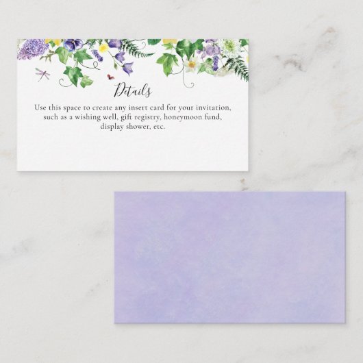 Carte D'accompagnement Élégante Fête des mariées Fleur sauvage (Devant / Derrière)