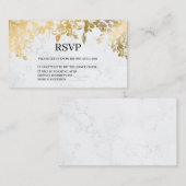 Carte D'accompagnement Elégante Feuille  en marbre mariage Rsvp Card (Devant / Derrière)