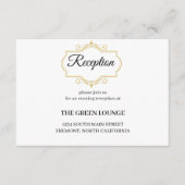 Carte D'accompagnement Elégante Filigree or sur blanc, Réception de maria (Devant)