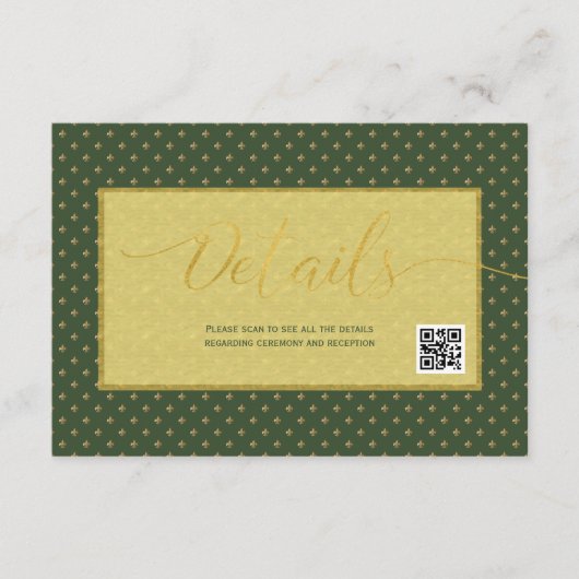 Carte D'accompagnement Élégante fleur de lis Détails du mariage Code QR (Devant)