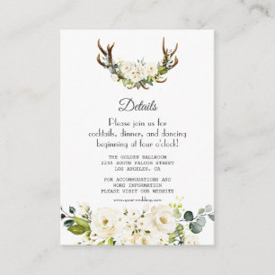 Carte D'accompagnement Elégante Fleurs de crème blanche Détails Mariage