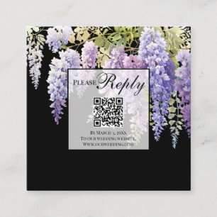 Carte D'accompagnement Elégante glycine d'aquarelle violet mariage de cod