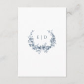 Carte D'accompagnement Élégante gravée Florale Bleue Français (Dos)