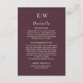 Carte D'accompagnement Elégante laque simple cerise, Mariage Monogramme (Devant)