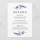 Carte D'accompagnement Elégante lavande fleurie Informations sur le maria (Devant)
