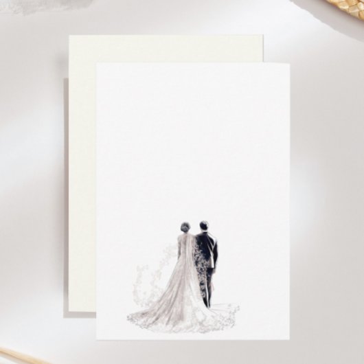 Carte D'accompagnement Élégante mariée de mariage et chambre