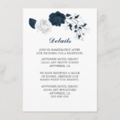 Carte D'accompagnement Elégante marine & fleurs blanches détails (Devant)