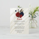 Carte D'accompagnement Elégante marine & fleurs rouges détails (Debout devant)