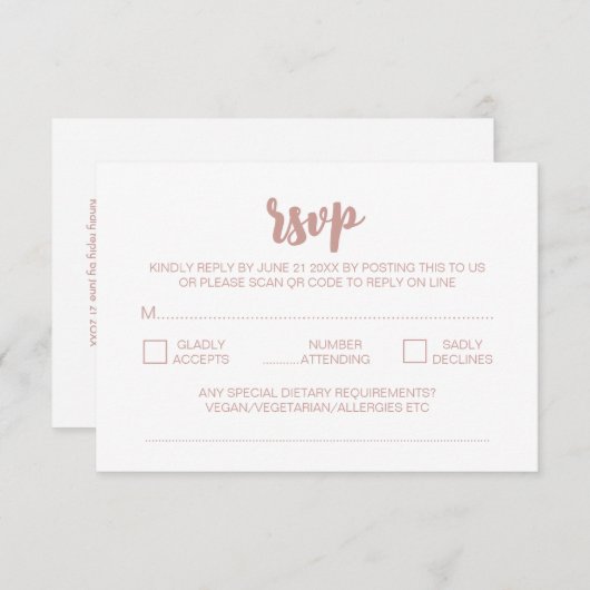 Carte D'accompagnement Elégante Peonies modernes Mariage blanc QR Code RS (Devant / Derrière)