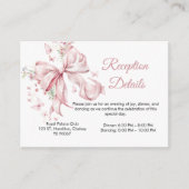 Carte D'accompagnement Elégante Perles De Bow Rose Quinceañera Réception (Devant)