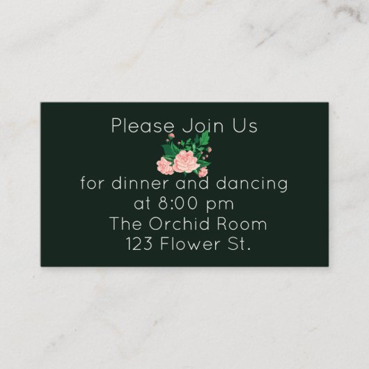 Carte D'accompagnement Elégante Réception De Camellia Rose (Devant)