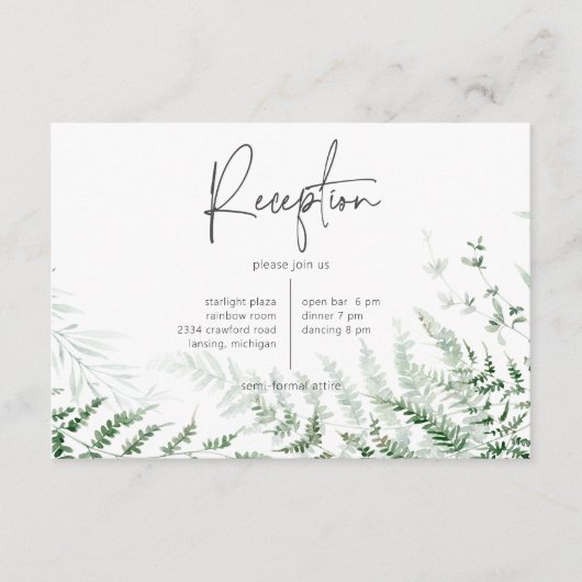 Carte D'accompagnement Elégante Réception De Fermes De Verdure Délicieuse (Devant)