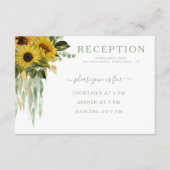 Carte D'accompagnement Elégante Réception de mariage de tournesol vert (Devant)