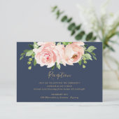Carte D'accompagnement Elégante Réception de mariage floral Blush Rose Na (Debout devant)