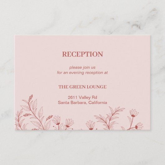 Carte D'accompagnement Elégante Réception de mariage Floral Boho (Devant)