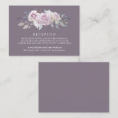 Carte D'accompagnement Elégante Réception De Mariage Floral Violet Violet (Devant / Derrière)