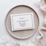 Carte D'accompagnement Elégante Réception De Mariage Moderne<br><div class="desc">Cette élégante carte moderne d'enceinte de réception de mariage est parfaite pour votre mariage moderne minimaliste. Ce design comprend une calligraphie simple en noir avec un arrière - plan neutre blanc pour correspondre à votre mariage traditionnel classique ou à votre mariage boho minimaliste au printemps, en été, en automne ou...</div>