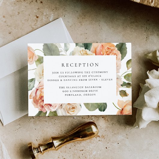 Carte D'accompagnement Elégante réception de mariage Rose Peach