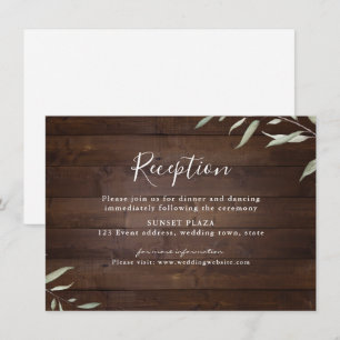 Carte D'accompagnement Elégante réception de mariage rustique en bois ver